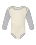Rabbit Skins Infant Long Sleeve Baby Rib Bodysuit - Natural/ Heather Front