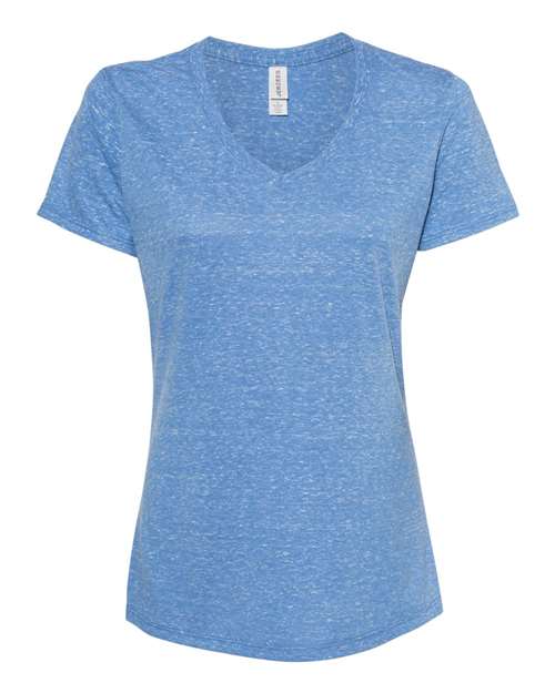 JERZEES Women's Snow Heather Jersey V-Neck T-Shirt - Royal Front