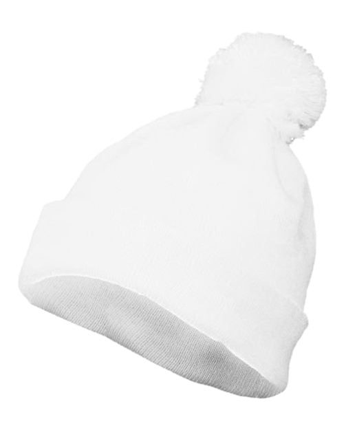 Augusta Sportswear Pom Beanie - White Front