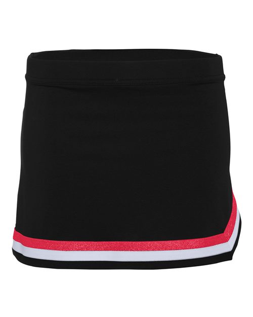 Augusta Sportswear Girls' Pike Cheer Skirt - Black/ Red/ White Front
