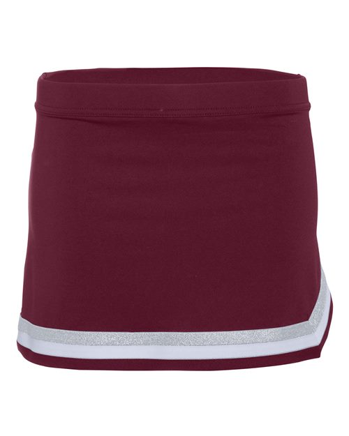 Augusta Sportswear Girls' Pike Cheer Skirt - Maroon/ White/ Metallic Silver Front