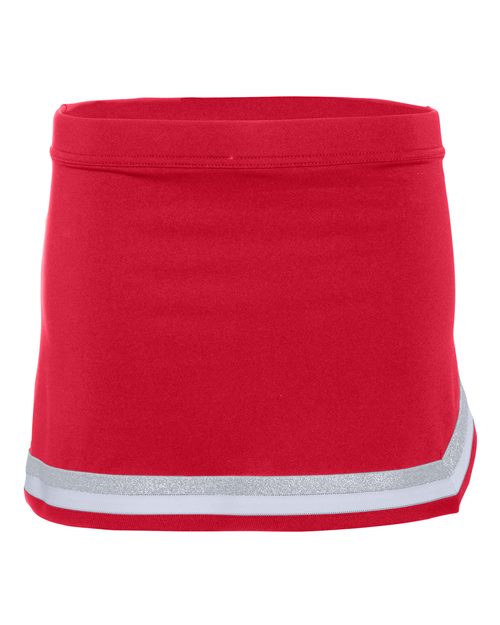 Augusta Sportswear Girls' Pike Cheer Skirt - Red/ White/ Metallic Silver Front
