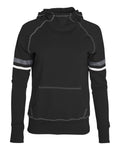 Augusta Sportswear Girls' Spry Hooded Sweatshirt - Black/ White/ Carbon Front