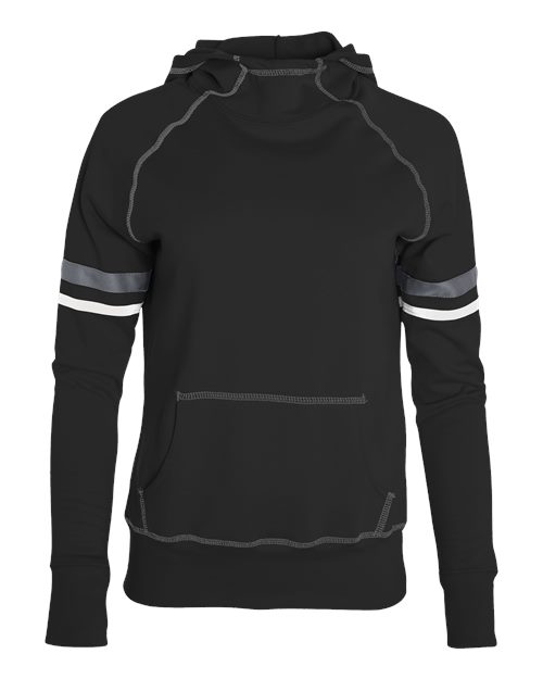 Augusta Sportswear Girls' Spry Hooded Sweatshirt - Black/ White/ Carbon Front