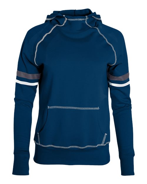 Augusta Sportswear Girls' Spry Hooded Sweatshirt - Navy/ White/ Carbon Front