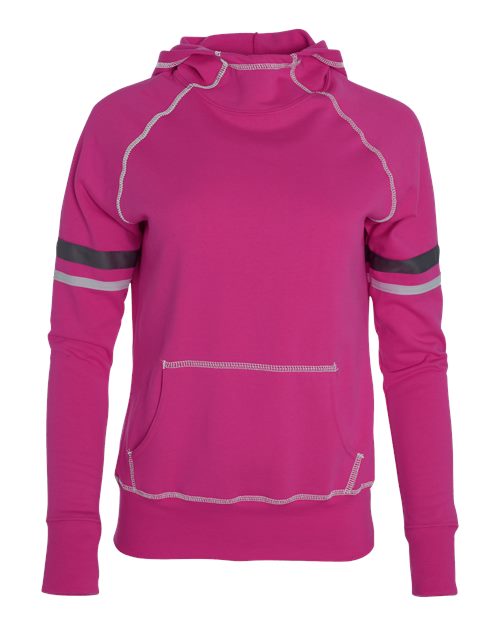 Augusta Sportswear Girls' Spry Hooded Sweatshirt - Power Pink/ White/ Graphite Front