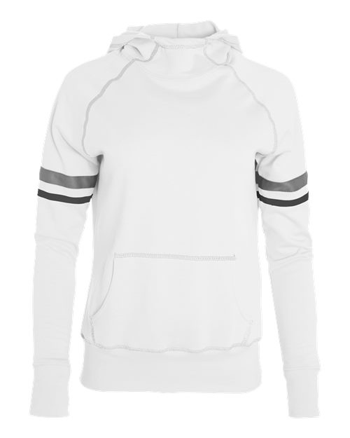 Augusta Sportswear Girls' Spry Hooded Sweatshirt - White/ Black/ Graphite Front