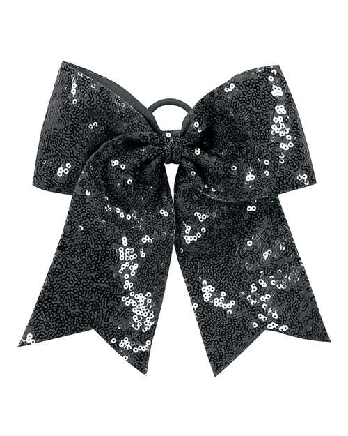 Augusta Sportswear Sequin Cheer Hair Bow - Black Front