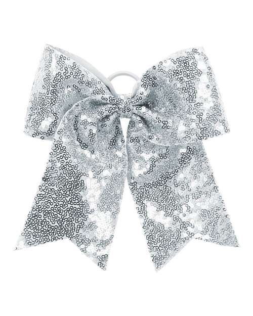 Augusta Sportswear Sequin Cheer Hair Bow - Silver Grey Front