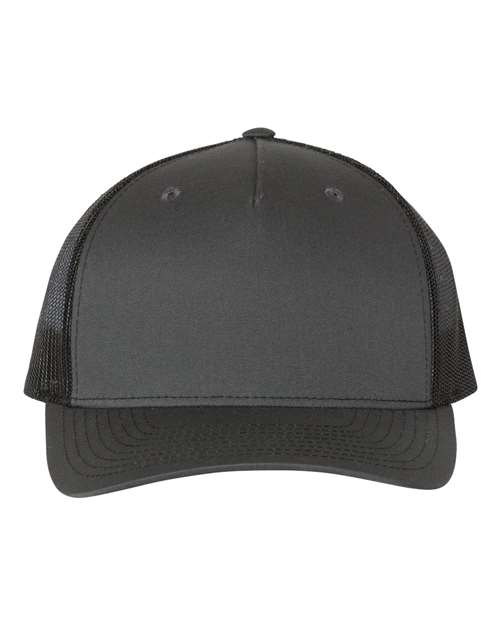 Richardson Five-Panel Trucker Cap - Charcoal/ Black Front