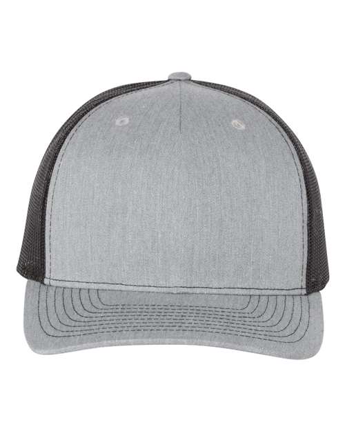 Richardson Five-Panel Trucker Cap - Heather Grey/ Black Front