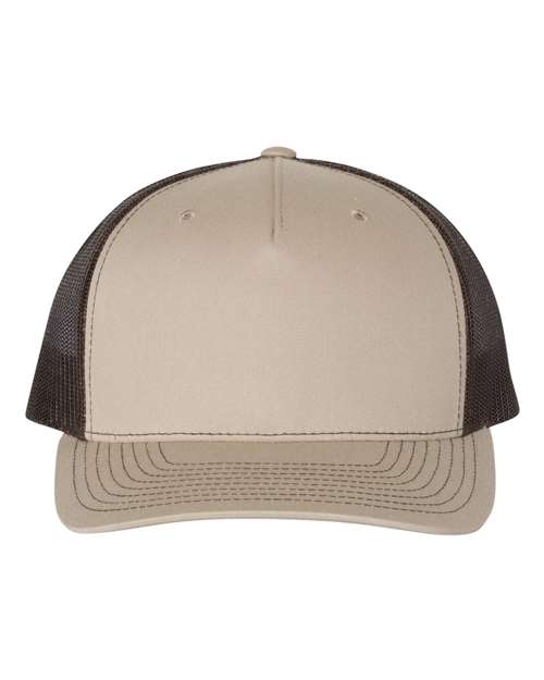 Richardson Five-Panel Trucker Cap - Khaki/ Coffee Front