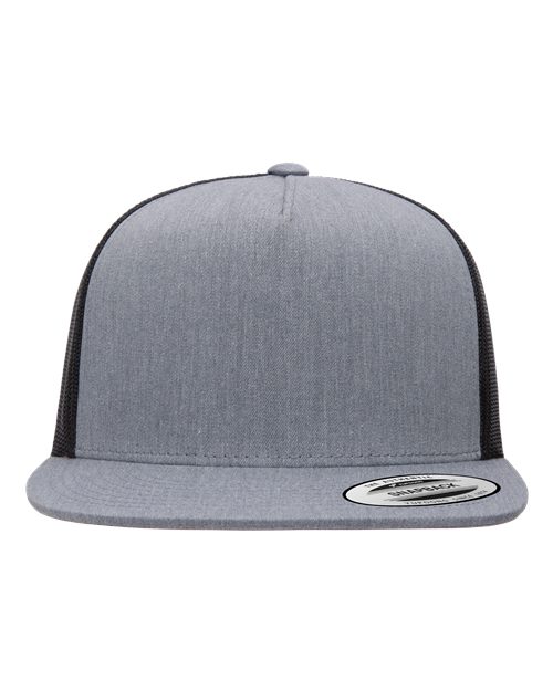 YP Classics Classic Five-Panel Trucker Cap - Heather/ Black Front