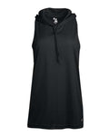Badger Women's B-Core Racerback Hooded Tank Top - Black Front