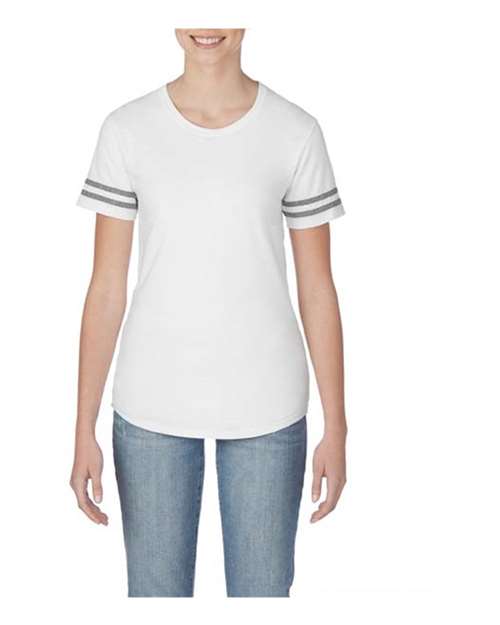 Gildan Women’s Victory T-Shirt - White/ Graphite Heather Front