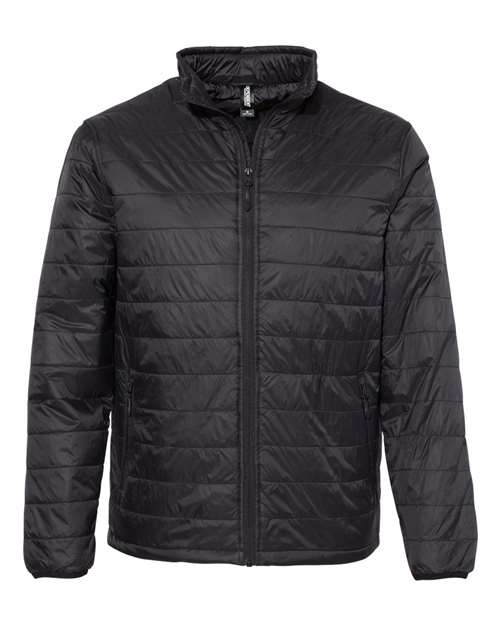Independent Trading Co. Men's Puffer Jacket - Black Front