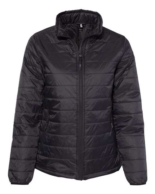 Independent Trading Co. Women's Puffer Jacket - Black Front