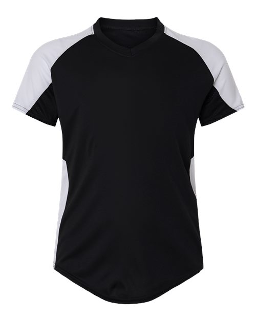 Augusta Sportswear Girls' Cutter Jersey - Black/ White Front