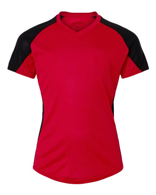 Augusta Sportswear Girls' Cutter Jersey - Red/ Black Front