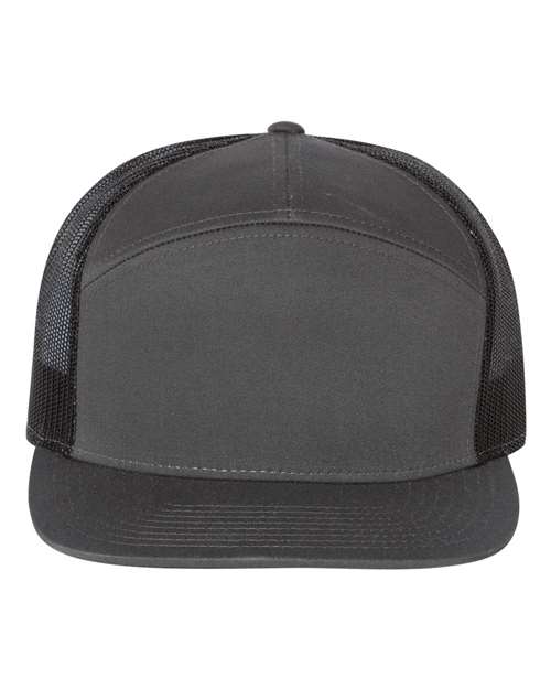Richardson Seven-Panel Trucker Cap - Charcoal/ Black Front