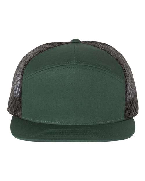 Richardson Seven-Panel Trucker Cap - Dark Green/ Black Front