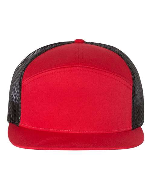 Richardson Seven-Panel Trucker Cap - Red/ Black Front