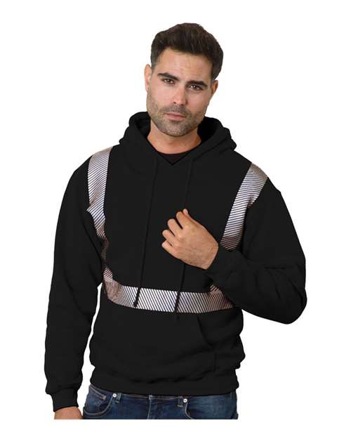Bayside Unisex USA-Made High Visibility Hooded Sweatshirt - Black Front