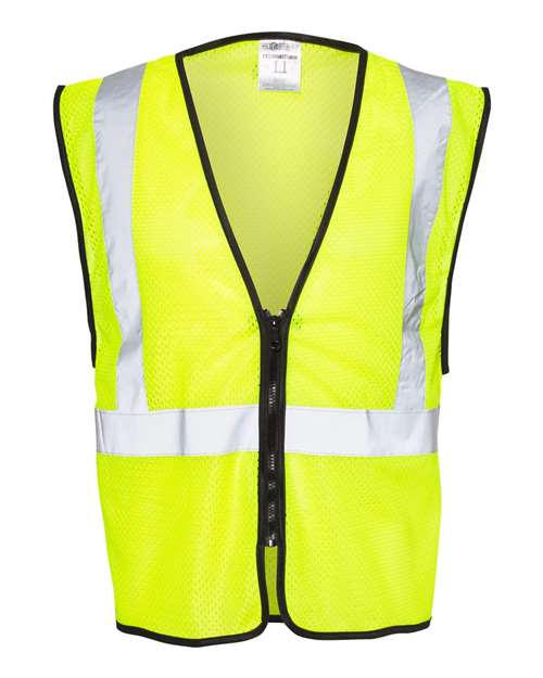 Kishigo Unisex Zippered Mesh Economy Class 2 Vest - Lime Front