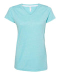 LAT Women's Harborside Mélange V-Neck Tee - Caribbean Melange Front