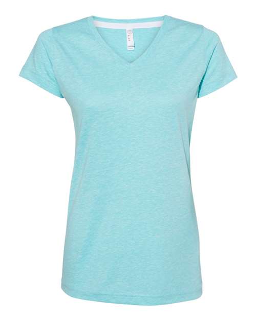 LAT Women's Harborside Mélange V-Neck Tee - Caribbean Melange Front