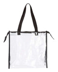 OAD OAD Clear Zippered Tote with Full Gusset - Black Front