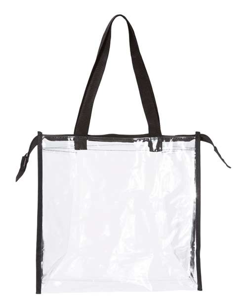 OAD OAD Clear Zippered Tote with Full Gusset - Black Front