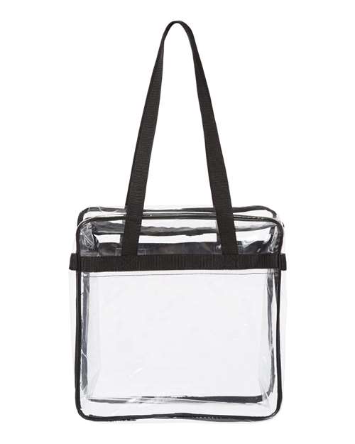 OAD OAD Clear Tote with Zippered Top - Black Front