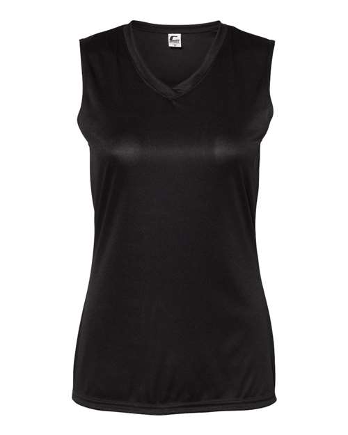 C2 Sport Women's Sleeveless V-Neck T-Shirt - Black Front