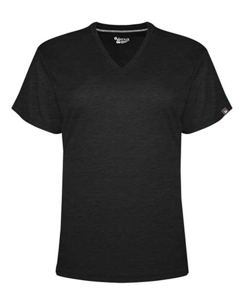 Badger Women's FitFlex Performance V-Neck T-Shirt - Black Front