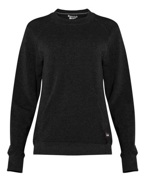 Badger Women's FitFlex French Terry Crewneck Sweatshirt - Black Front
