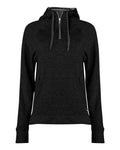 Badger Women's FitFlex French Terry Quarter-Zip Hooded Pullover - Black Front