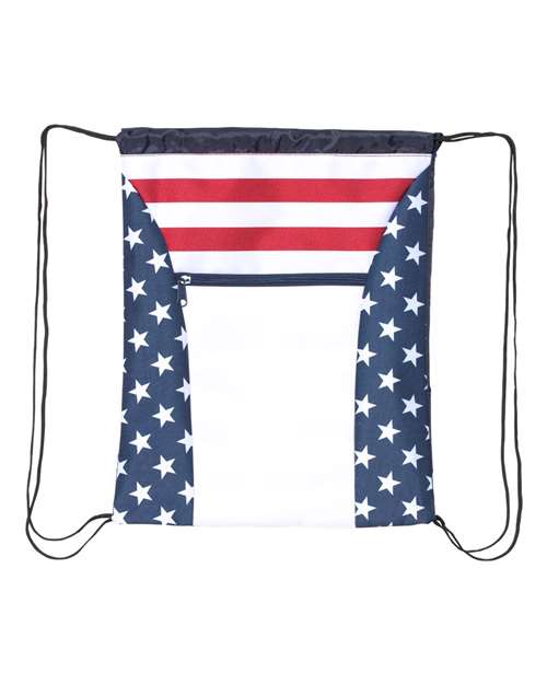 OAD Americana Drawstring Bag - Red/ White/ Blue Front