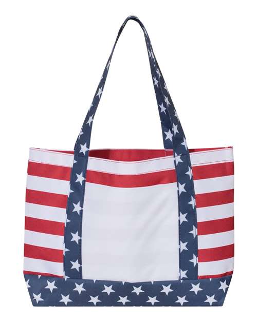 OAD Americana Beach Tote - Red/ White/ Blue Front