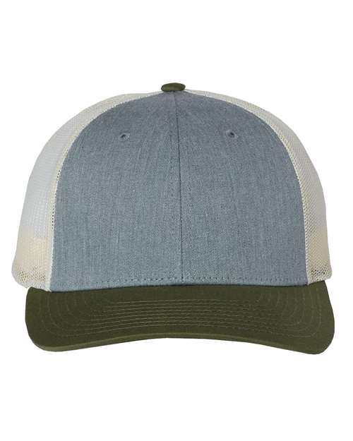 Richardson Low Pro Trucker Cap - Heather Grey/ Birch/ Army Front