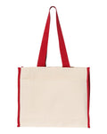 Q-Tees 14L Tote with Contrast-Color Handles - Natural/ Red Front