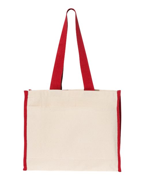 Q-Tees 14L Tote with Contrast-Color Handles - Natural/ Red Front