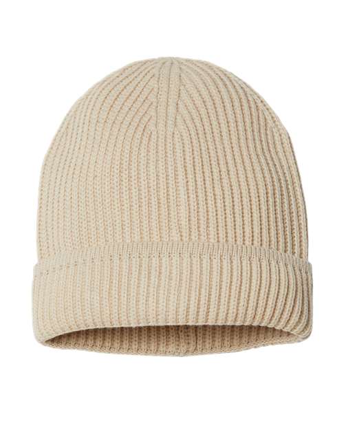 Atlantis Headwear Sustainable Finish Edge Cuffed Beanie - Light Beige Front