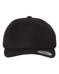 Premium Five-Panel Curved Bill Snapback Cap - Black Front