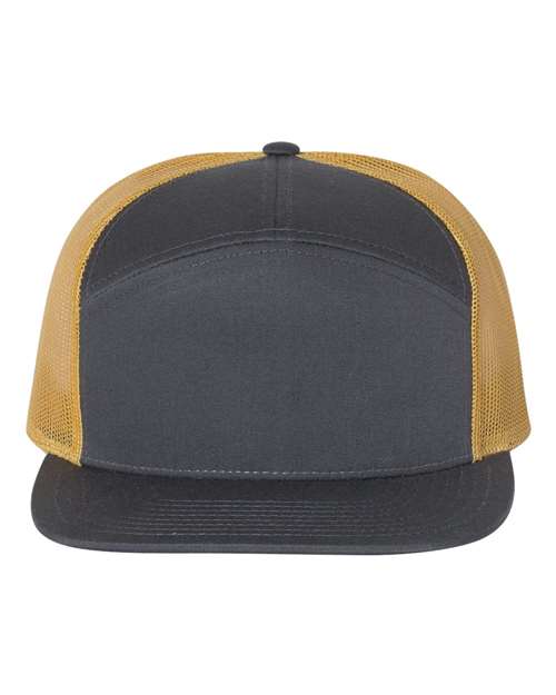 Richardson Seven-Panel Trucker Cap - Charcoal/ Old Gold Front