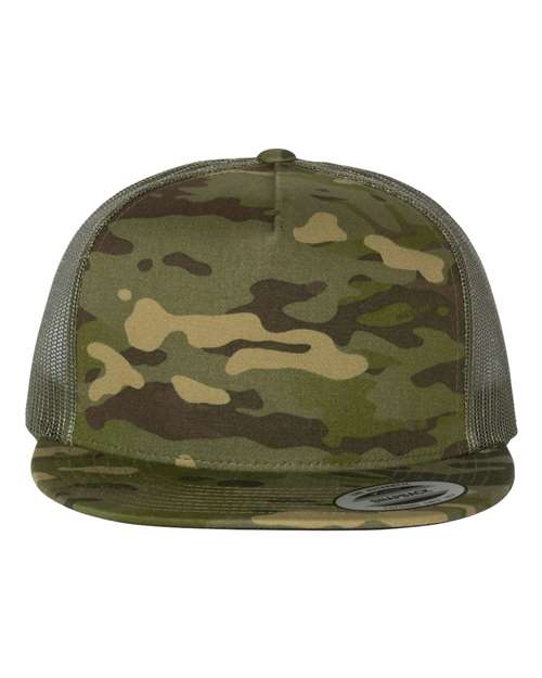YP Classics Classic Five-Panel Trucker Cap - Multicam Tropic/ Green Front