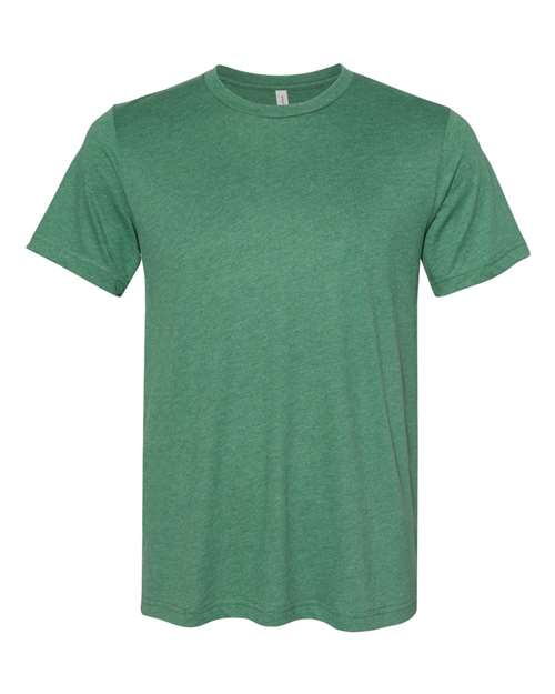Unisex Sueded Tee - Heather Grass Green Front