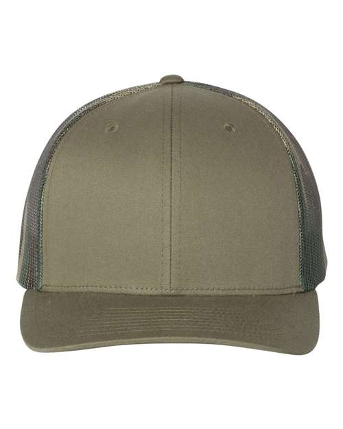 Richardson Printed Mesh Trucker Cap - Loden/ Green Camo Front