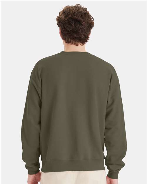 Unisex EcoSmart® Crewneck Sweatshirt - Fatigue Green Back