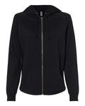 Independent Trading Co. Women's California Wave Wash Full-Zip Hooded Sweatshirt - Black Front